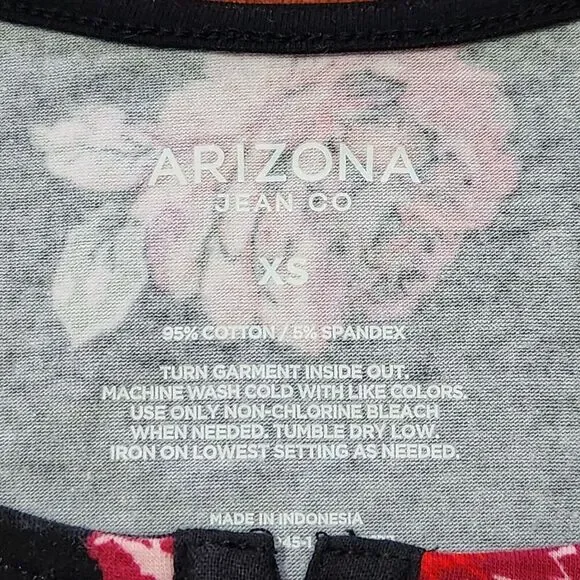 Arizona Blouse For Women Size XS Black Floral Stretch - Picture 8 of 8